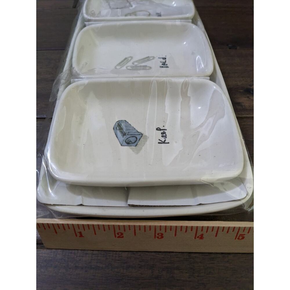 Rae Dunn Office Organizer KEEP HOLD CONTAIN 4 four piece set New - Picture 6 of 7